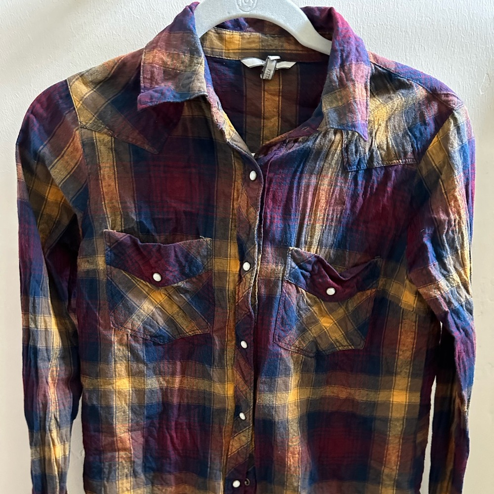 BKE Blue and Red Casual Button Down Shirt